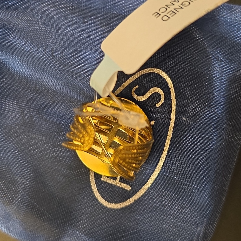 NWT Gold Plated Jade Clover Ring France Adjustable - Picture 5 of 7